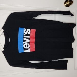 Boys Levi's longsleeve shirt logo black size 14/16 back to school